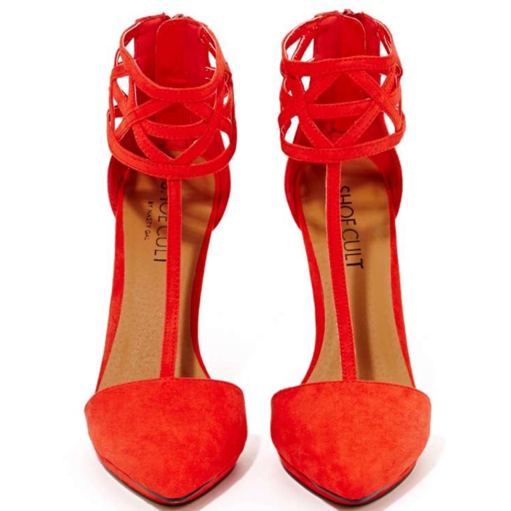 ✨Brand New✨Shoe Cult Cage Red/Orange Pumps NWOT👠